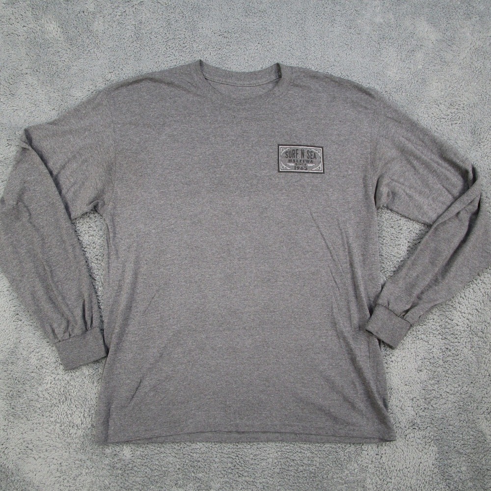 Surf N Sea Haleiwa Hawaii Long Sleeve Graphic T-Shirt Gray Mens L